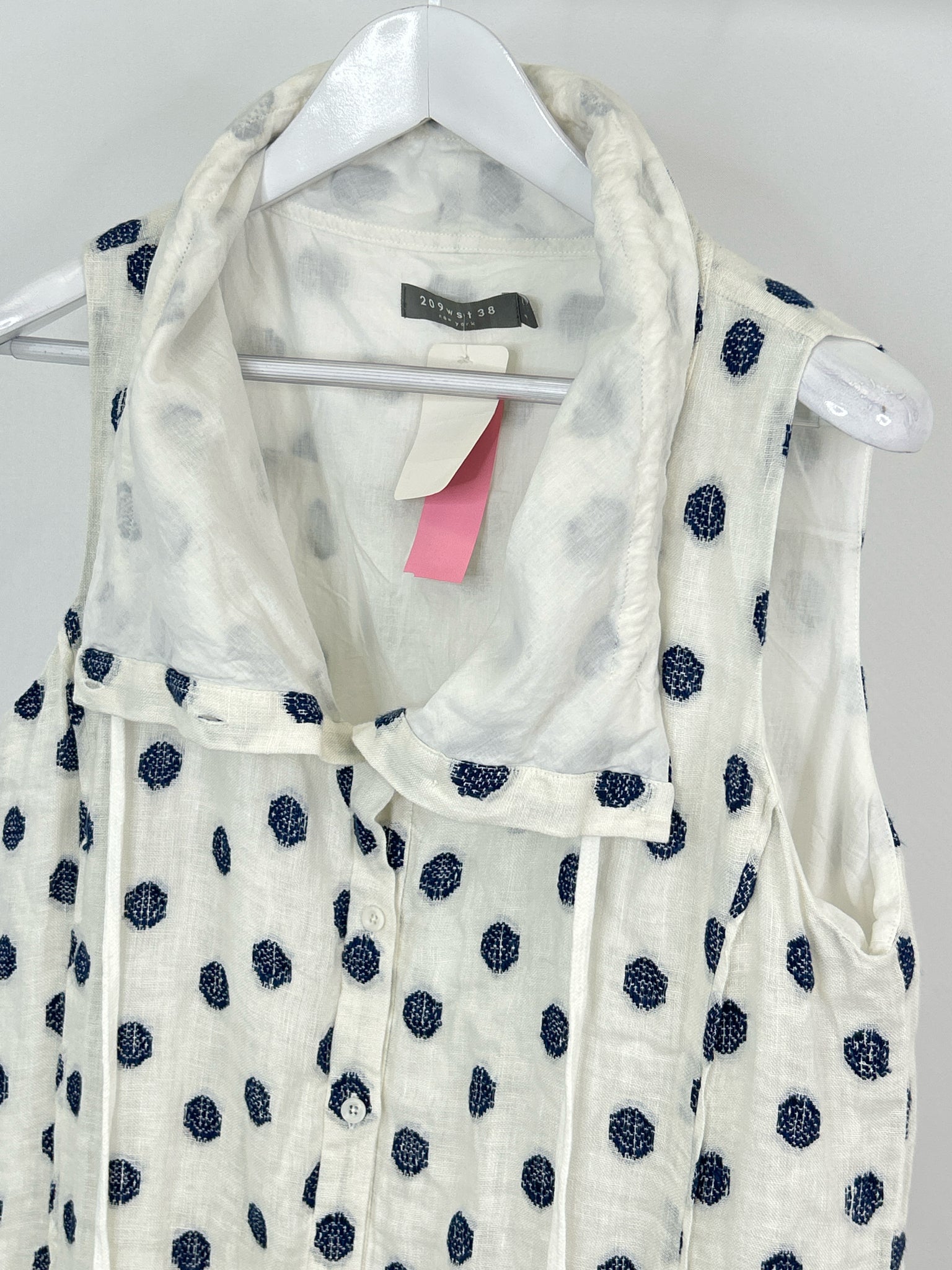 209 WST 38 Size L Cream Print Women Dress NWT
