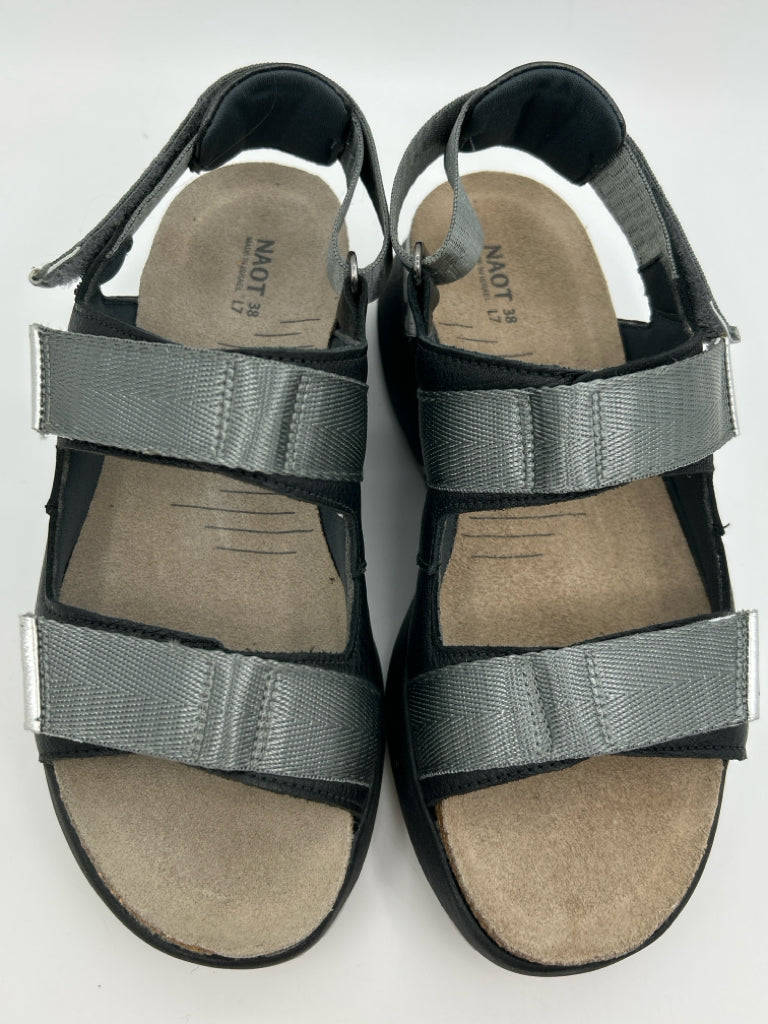 NAOT Size 7 Black and Silver Women's Sandal