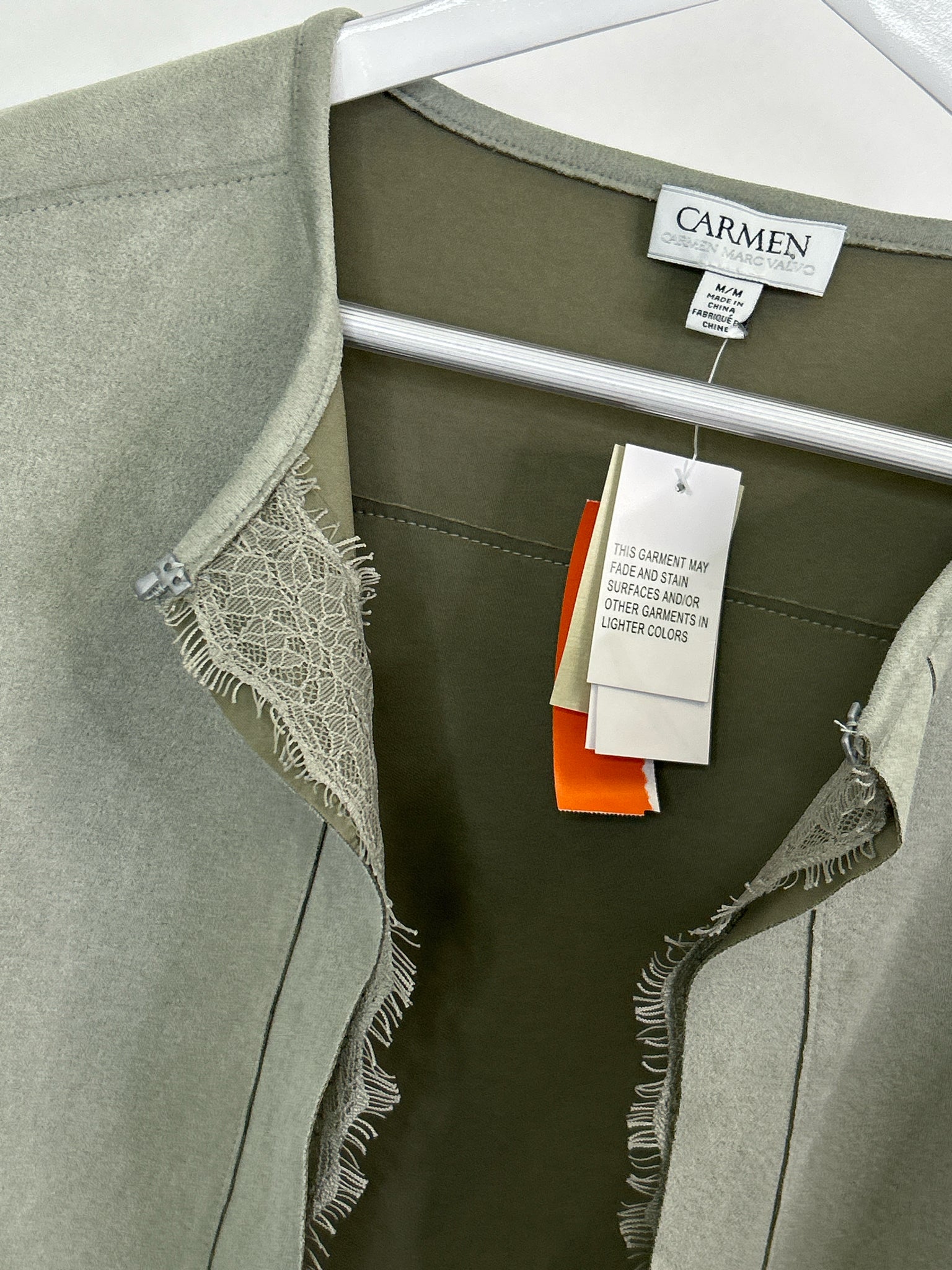 CARMEN MARC VALVO Size M Green Grey Women Coat