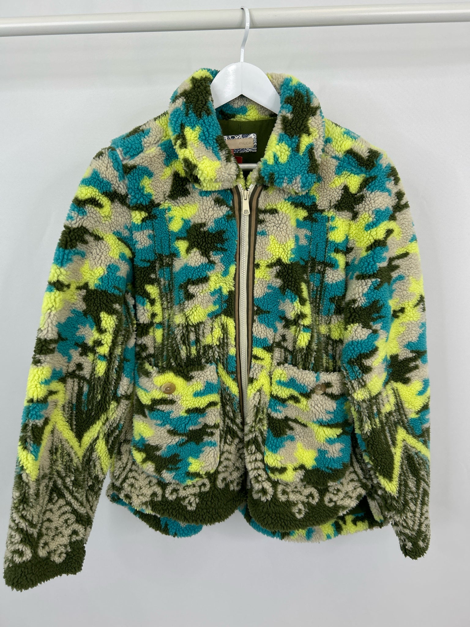 PILCRO Size L Beige and Blue Women Jacket