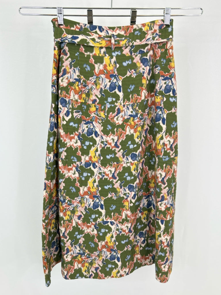 TANYA TAYLOR Size 6 Green Print Women's Skirt