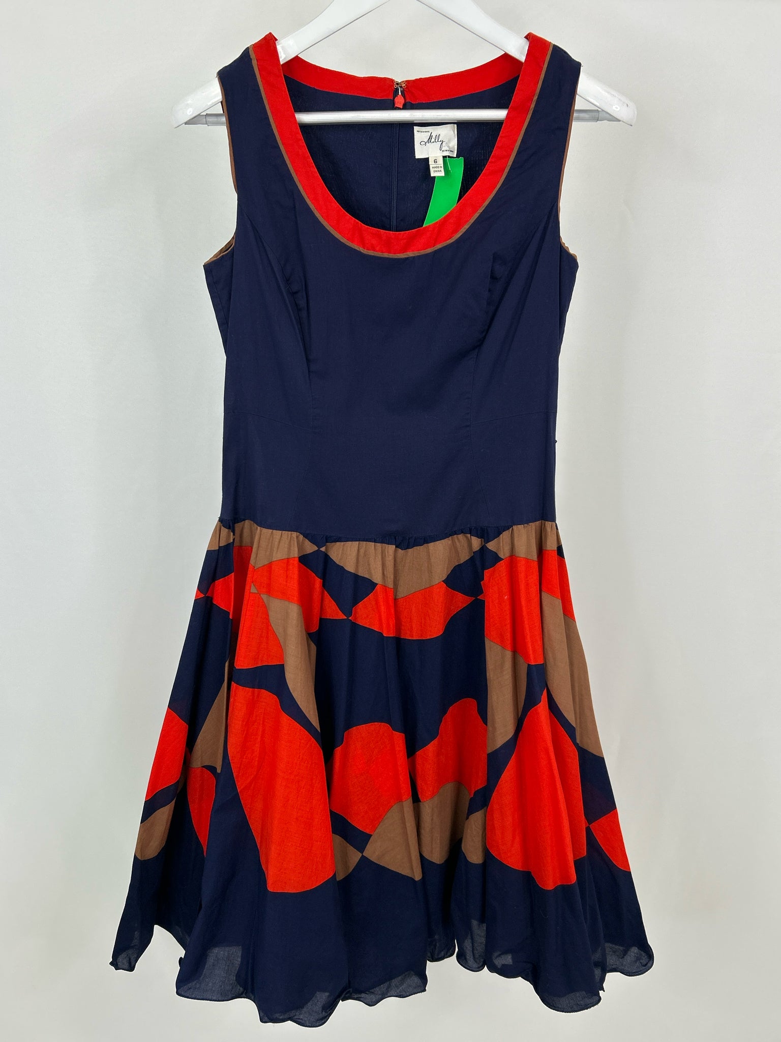 MILLY Size 6 NAVY AND RED Women's Dress