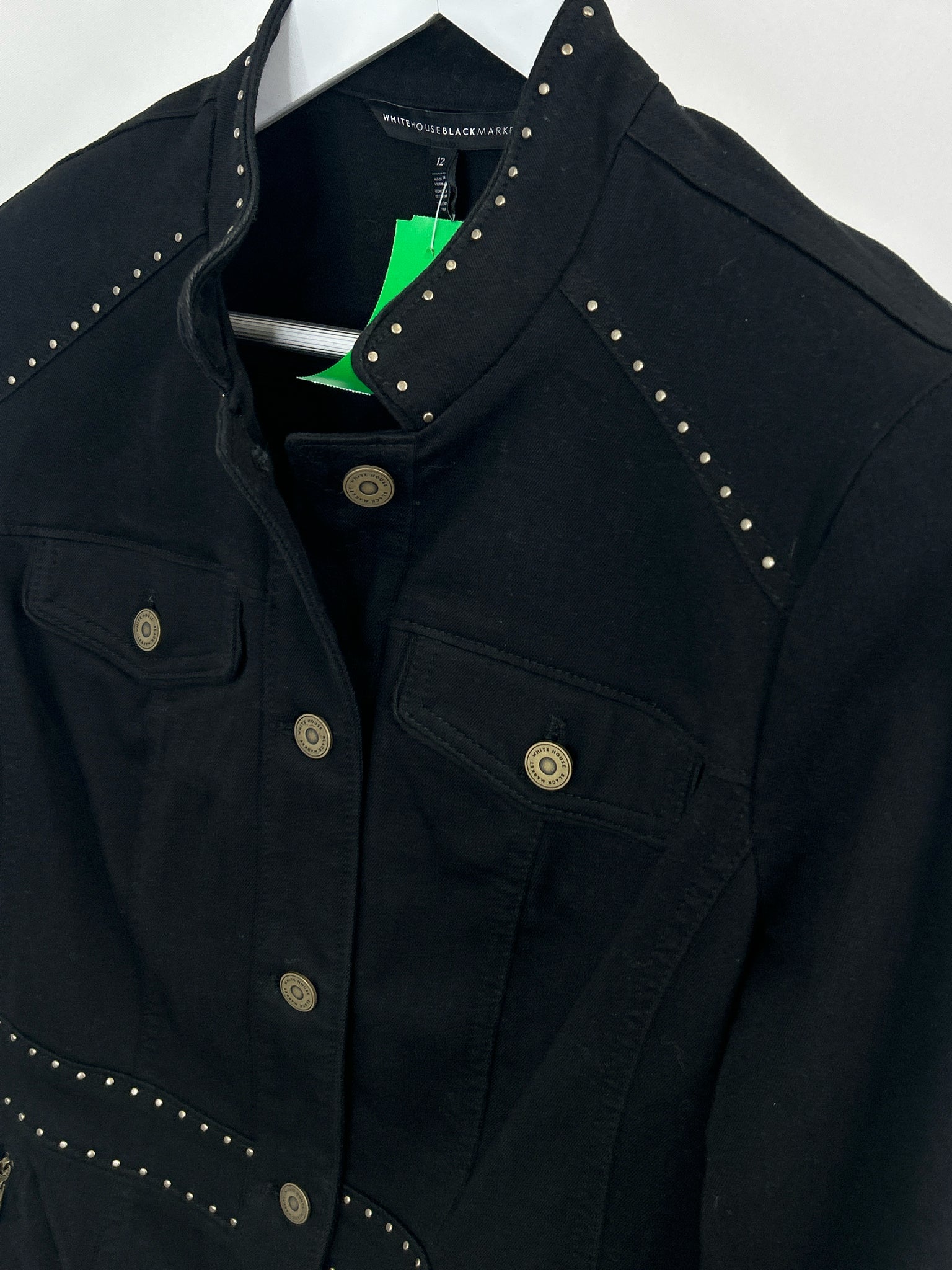 White House Black Market Size 12 BLACK DENIM Women Jacket