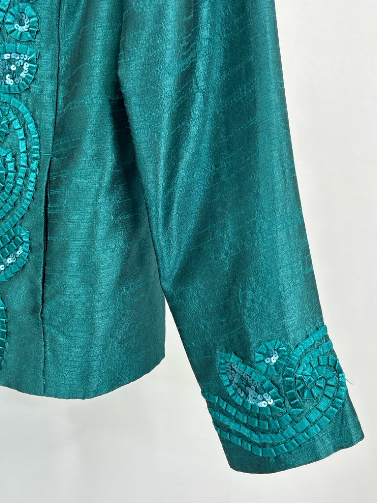 CHICO'S Women Size 4 Teal Green Jacket