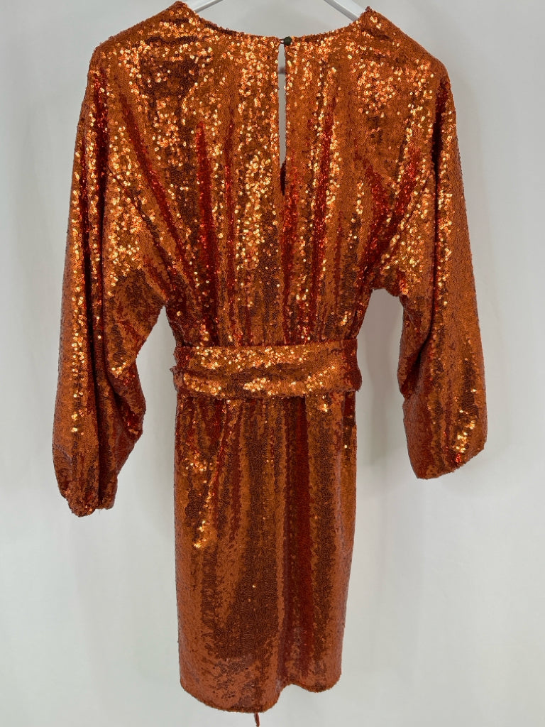 ANTHROPOLOGIE Women Size S Metallic Orange Dress