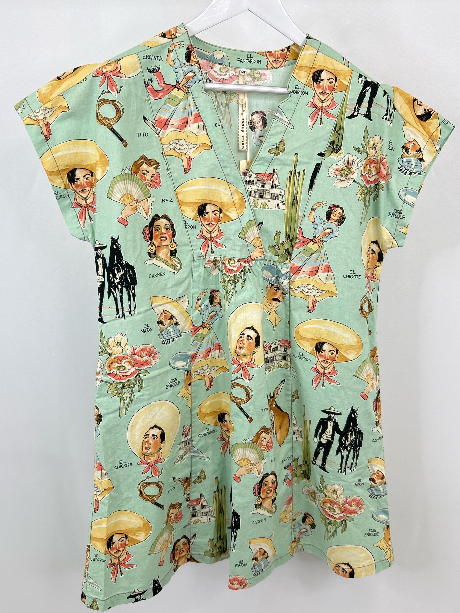 UNCLE FRANK Size M Mint Green Print Women Dress