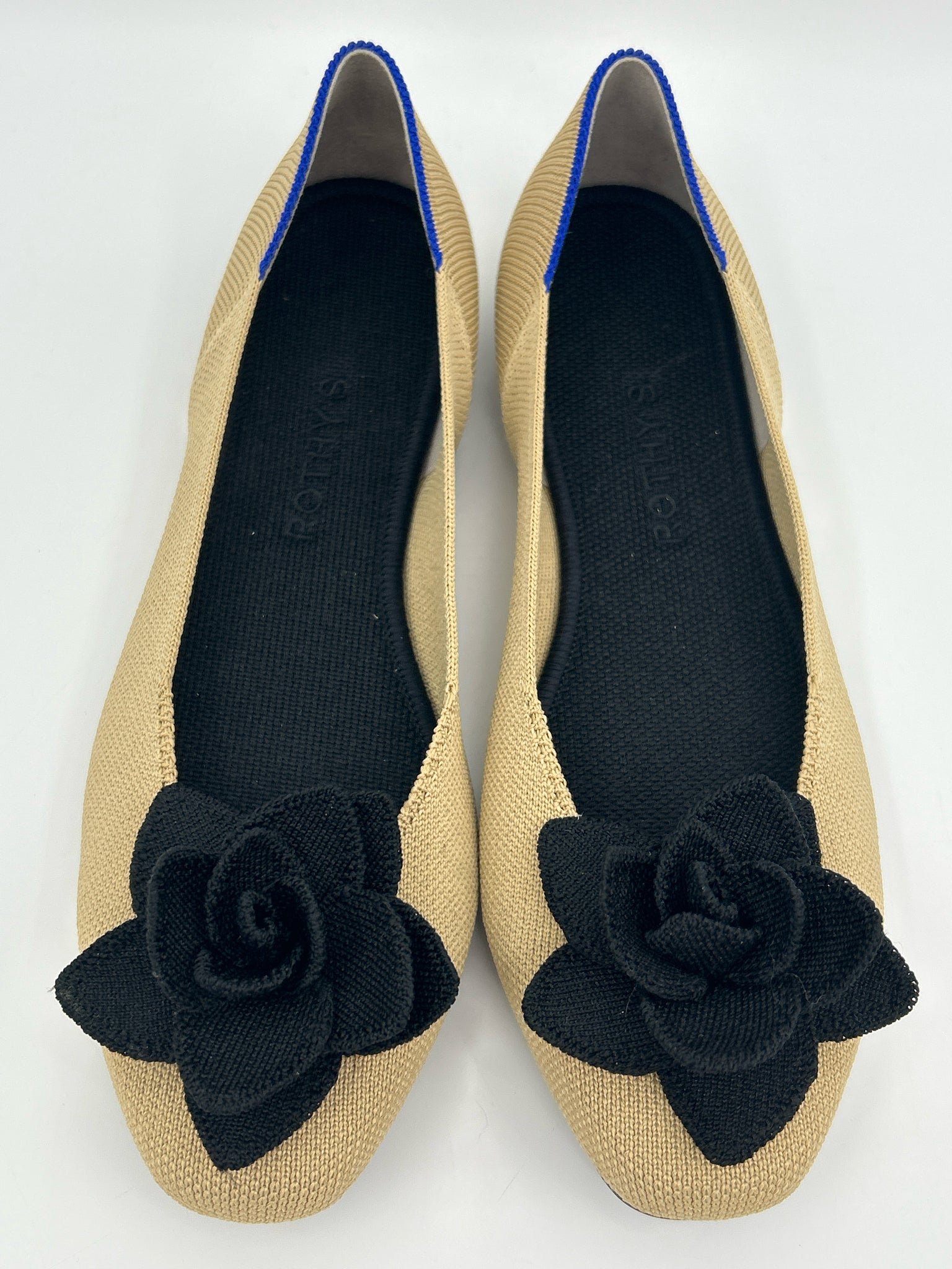 ROTHY'S NWOB Size 8.5 BEIGE AND BLACK Women Flats