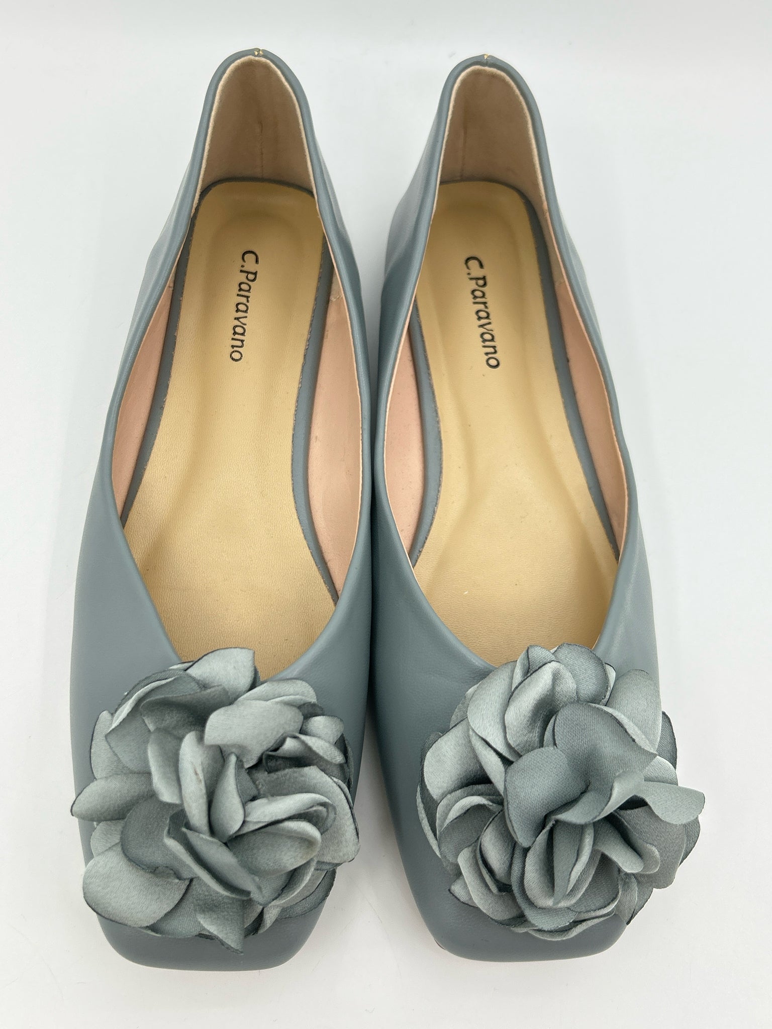 C.Paravano Size 38 Gray & Orange Women Flats