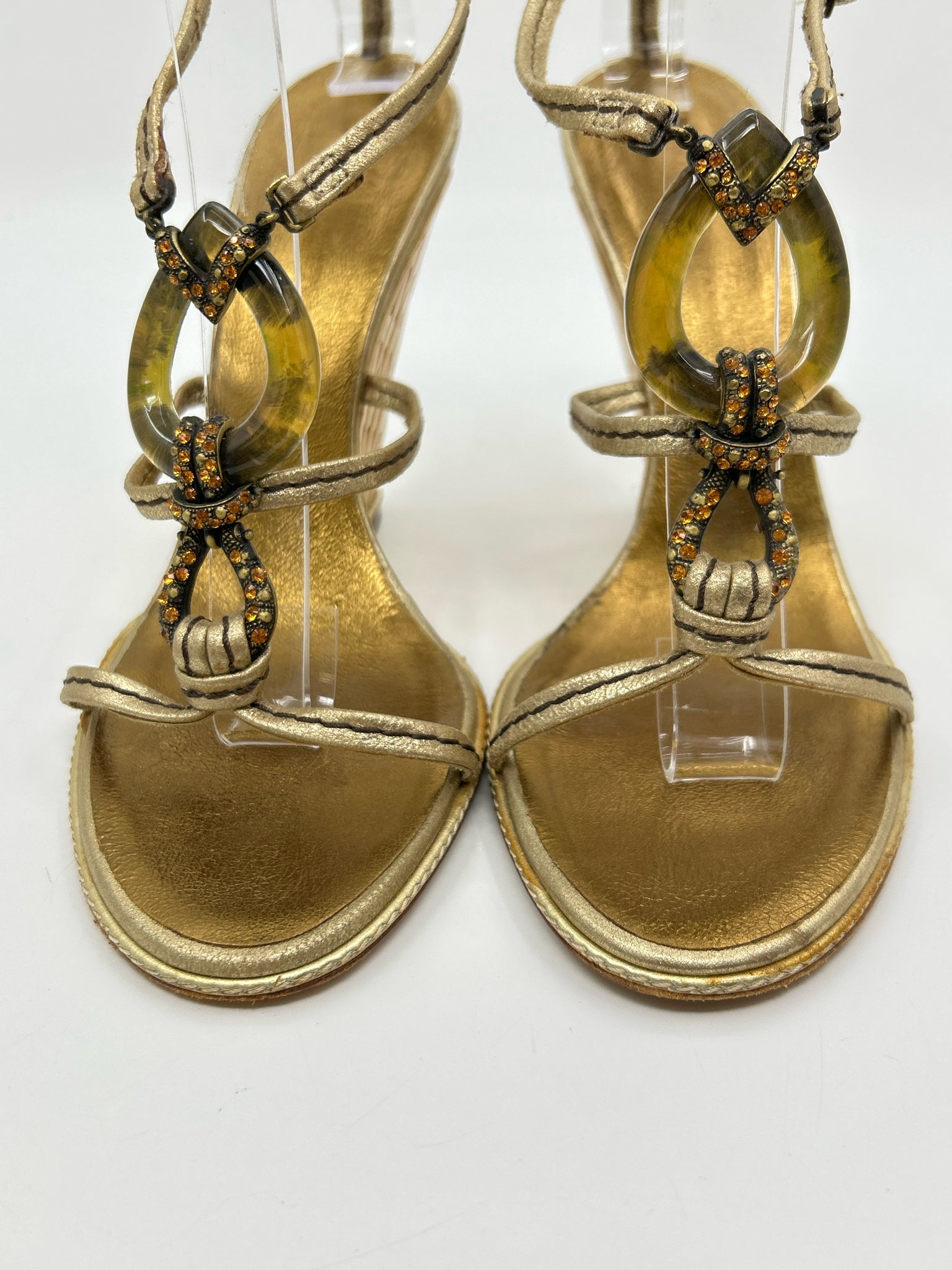 GIUSEPPE ZANOTTI Size 39 Gold Women Sandal