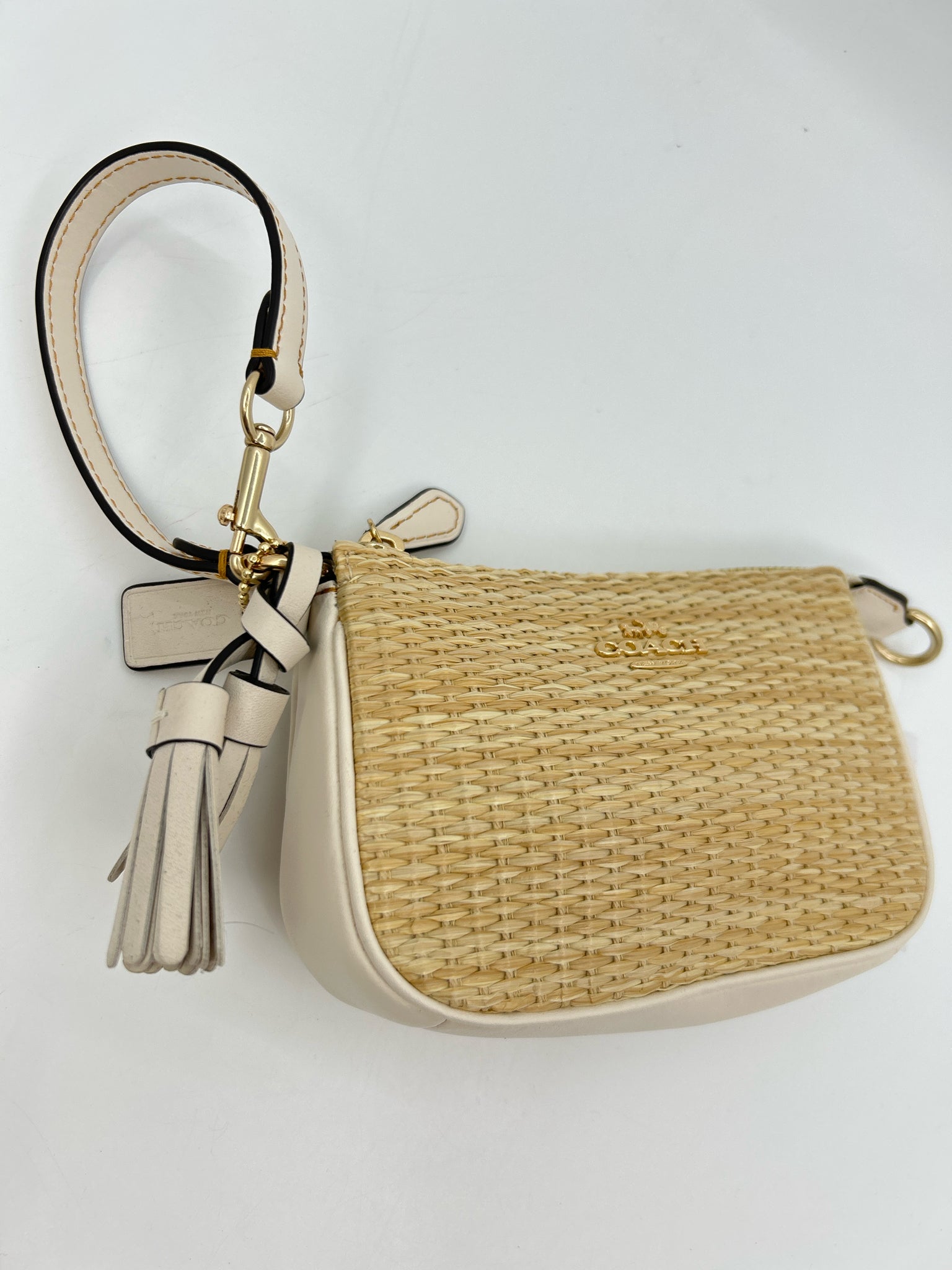 Coach Straw and Leather Women Wristlet