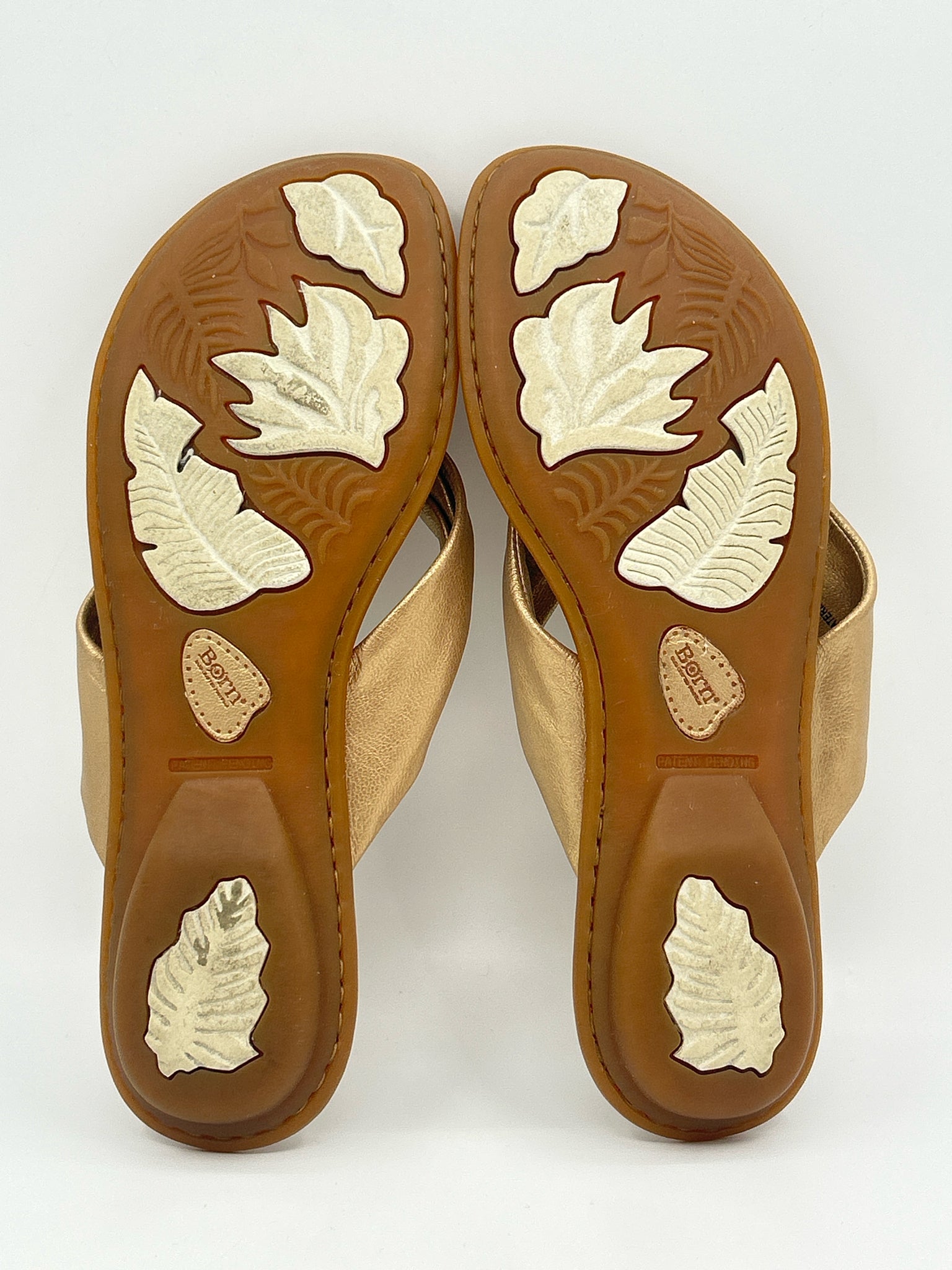 BORN Size 9 Gold & Beige Women Sandal