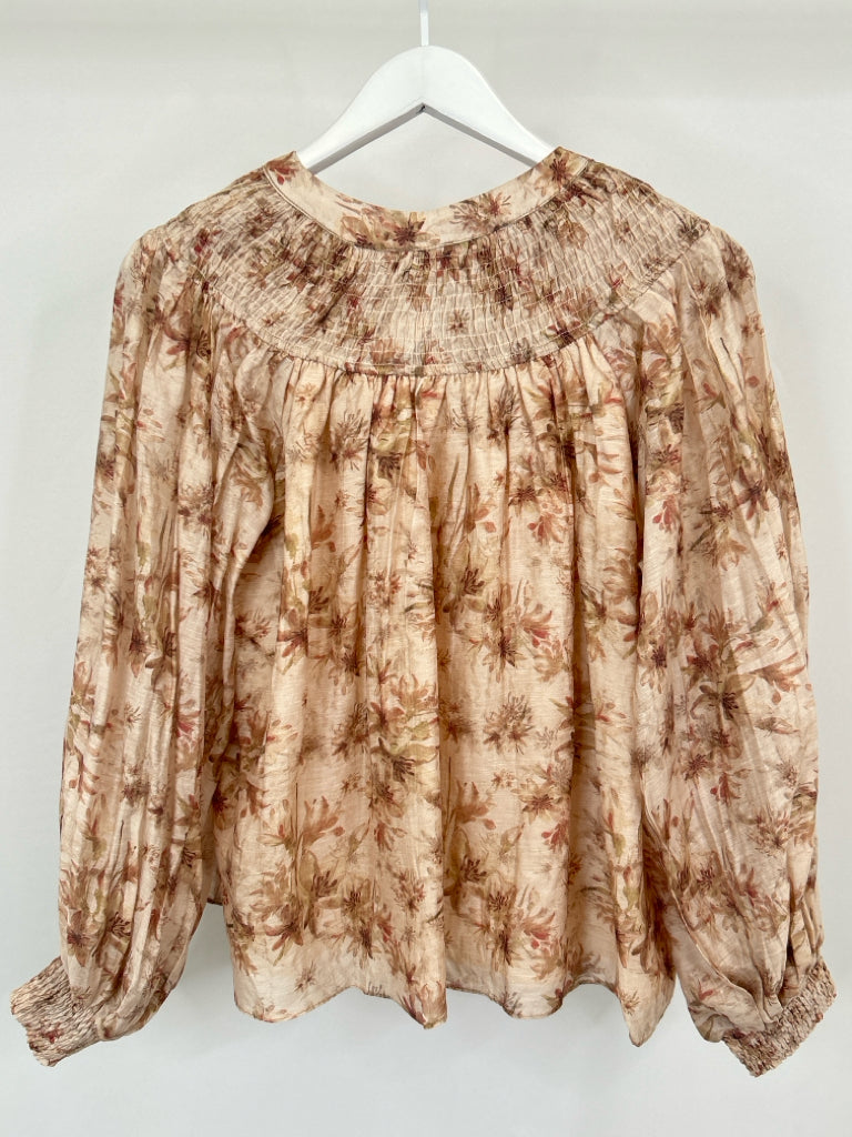 aureum Size L Taupe and Beige Women's Blouse