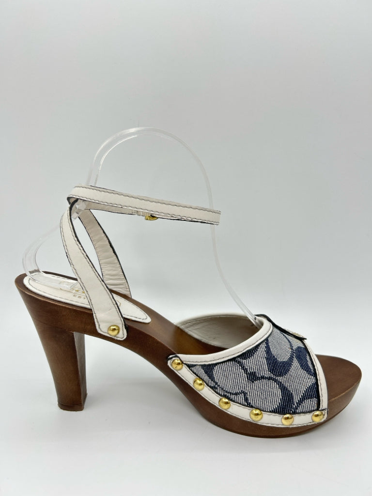 COACH Size 8.5 blue and white Women's Sandal