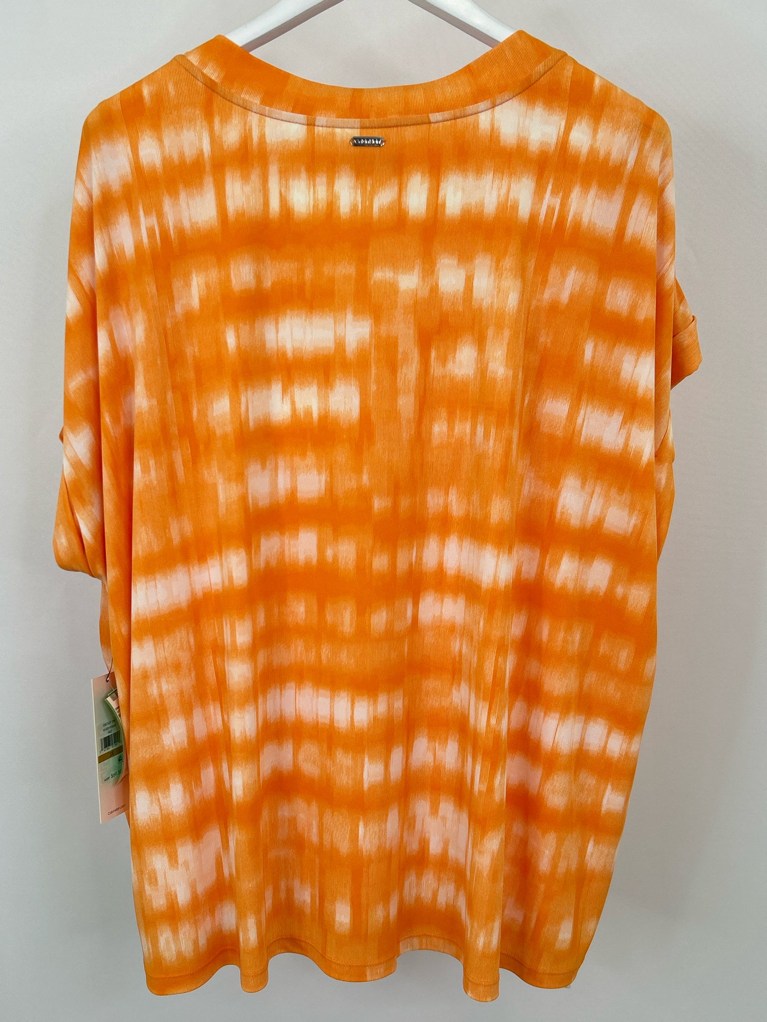 CALVIN KLEIN Size 3X Orange Print Women Top NWT