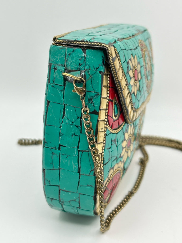 ANTIK KRAFT Teal and Red Women's Purse