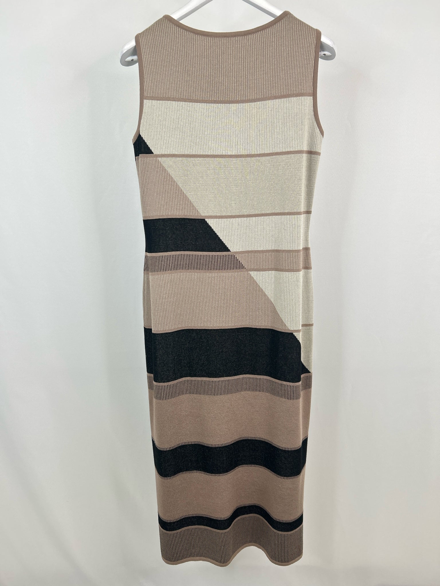 MING WANG Size M TAUPE STRIPED Women Dress
