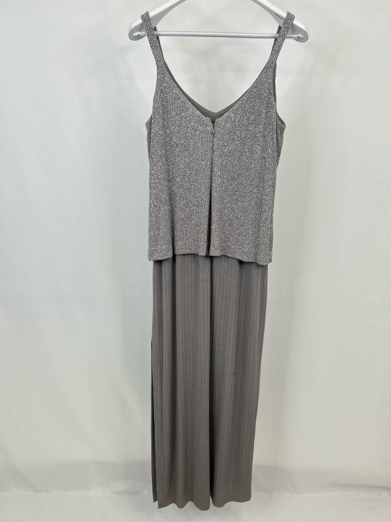 ALEX EVENINGS Size 14 Silver Women 2-Piece w/dress