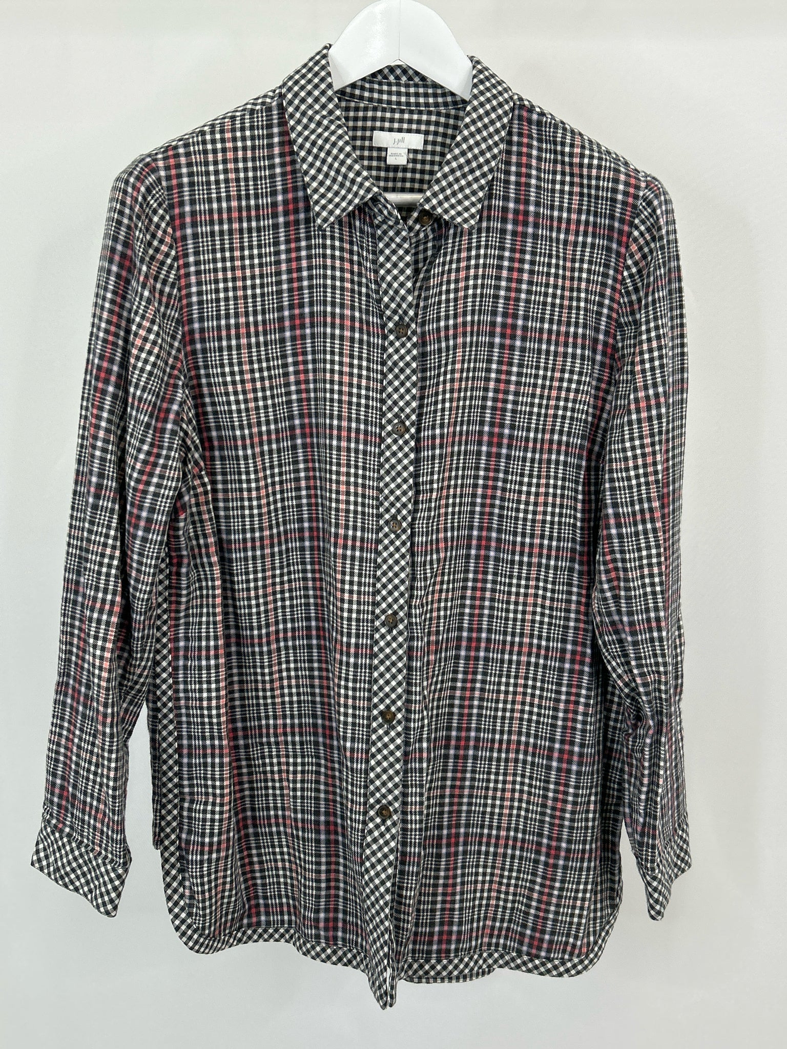 J JILL Size L GREY PLAID Women Shirt