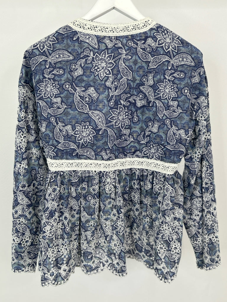FREE PEOPLE Size S Blue Print Women's Jacket Top NWT