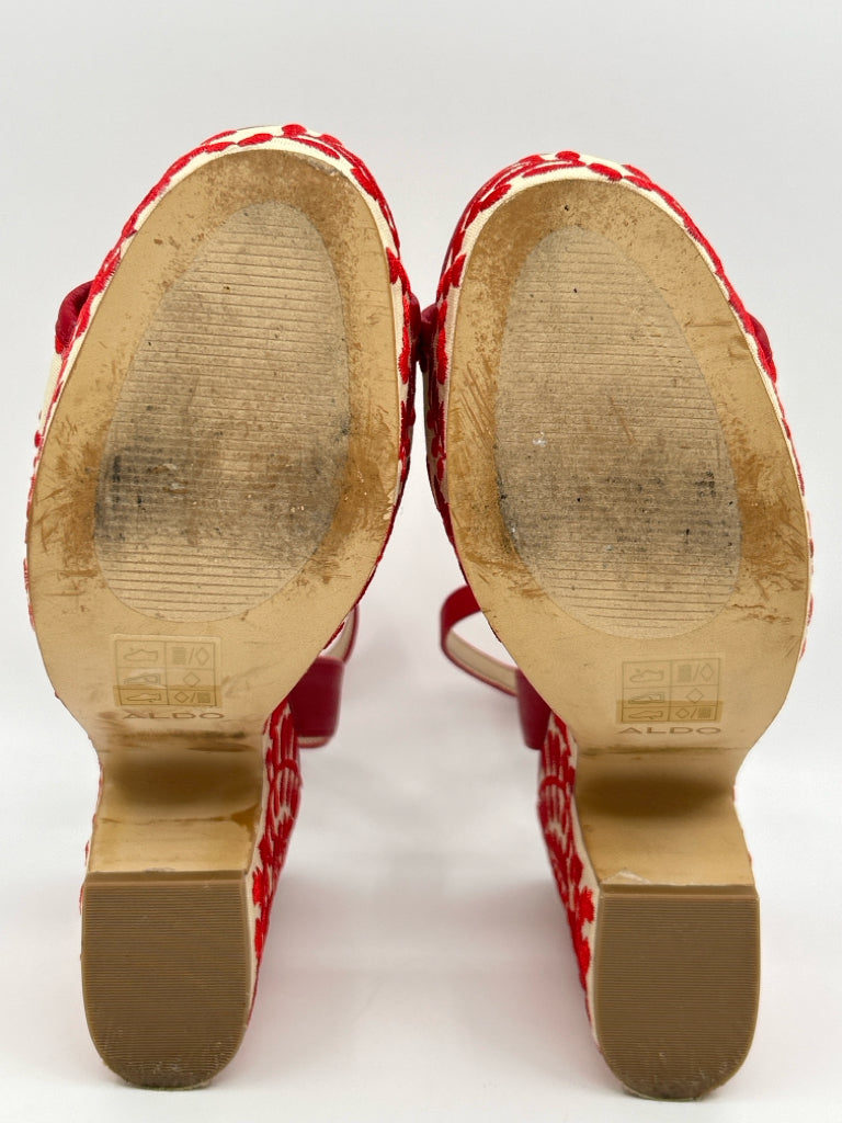 ALDO Size 9 RED AND CREAM Women's Sandal