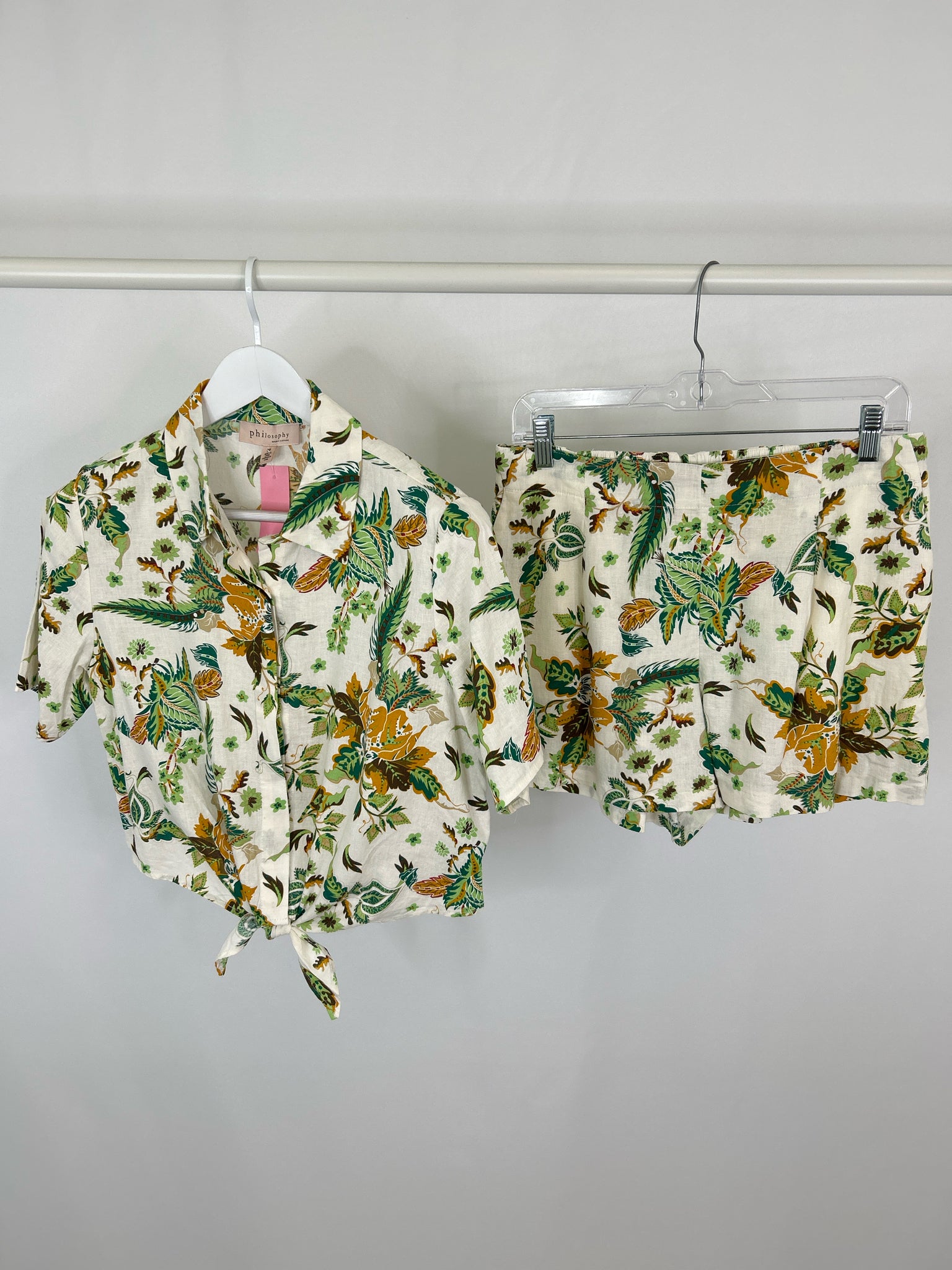 PHILOSOPHY Size S WHITE AND GREEN Women 2-Piece w/shorts