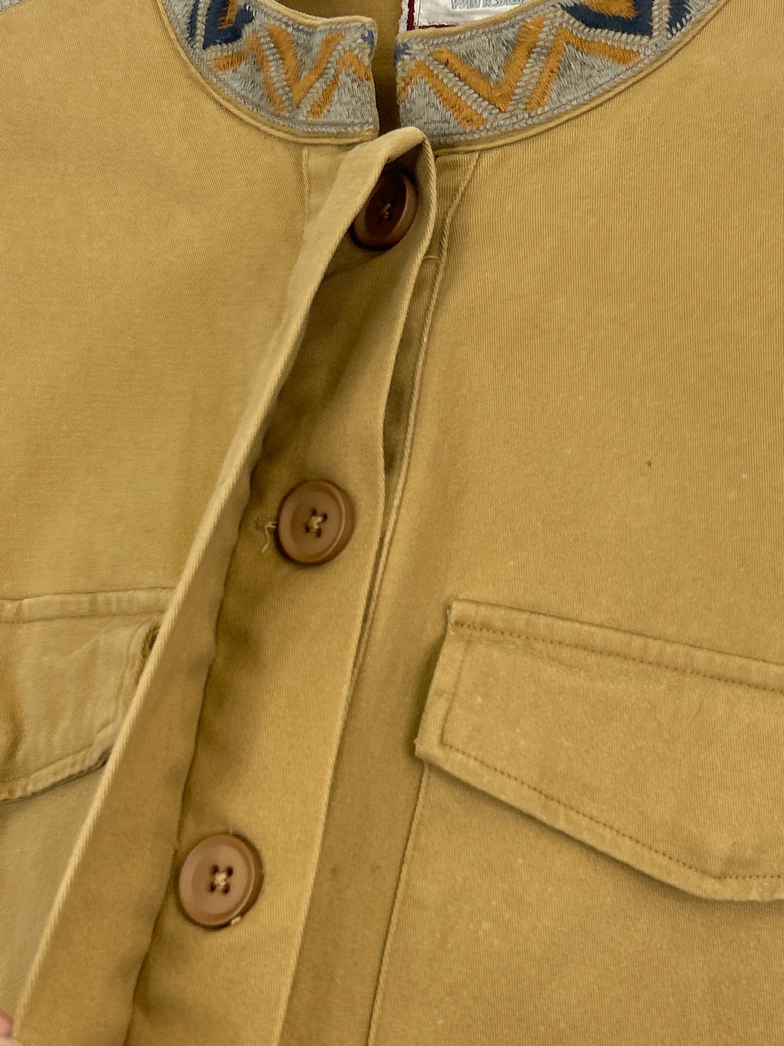 JOHNNY WAS Size L TAN AND BLUE Women Jacket