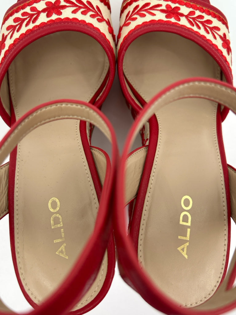 ALDO Size 9 RED AND CREAM Women's Sandal