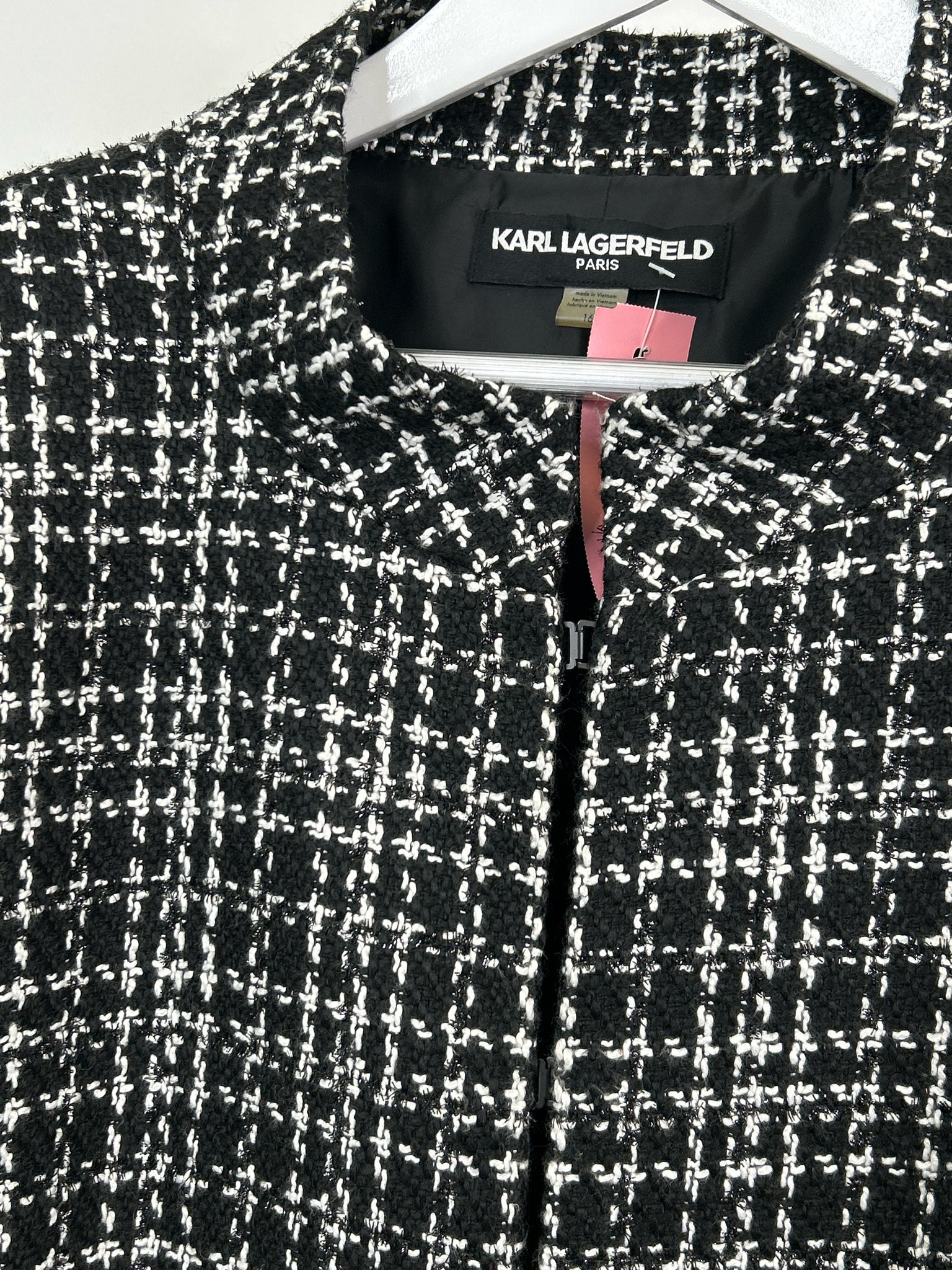 KARL LAGERFELD Size 16 Black and White Women Jacket