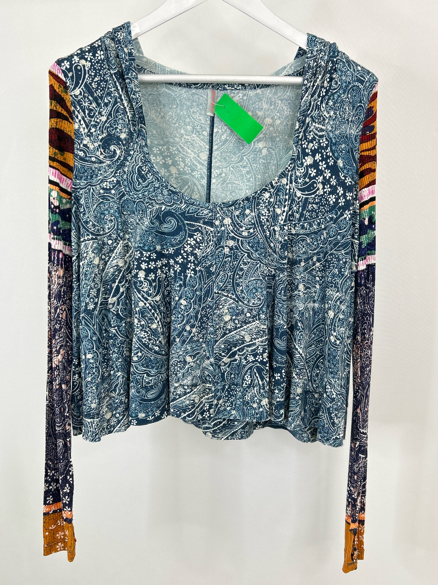 FREE PEOPLE Size M Blue Print Women Top