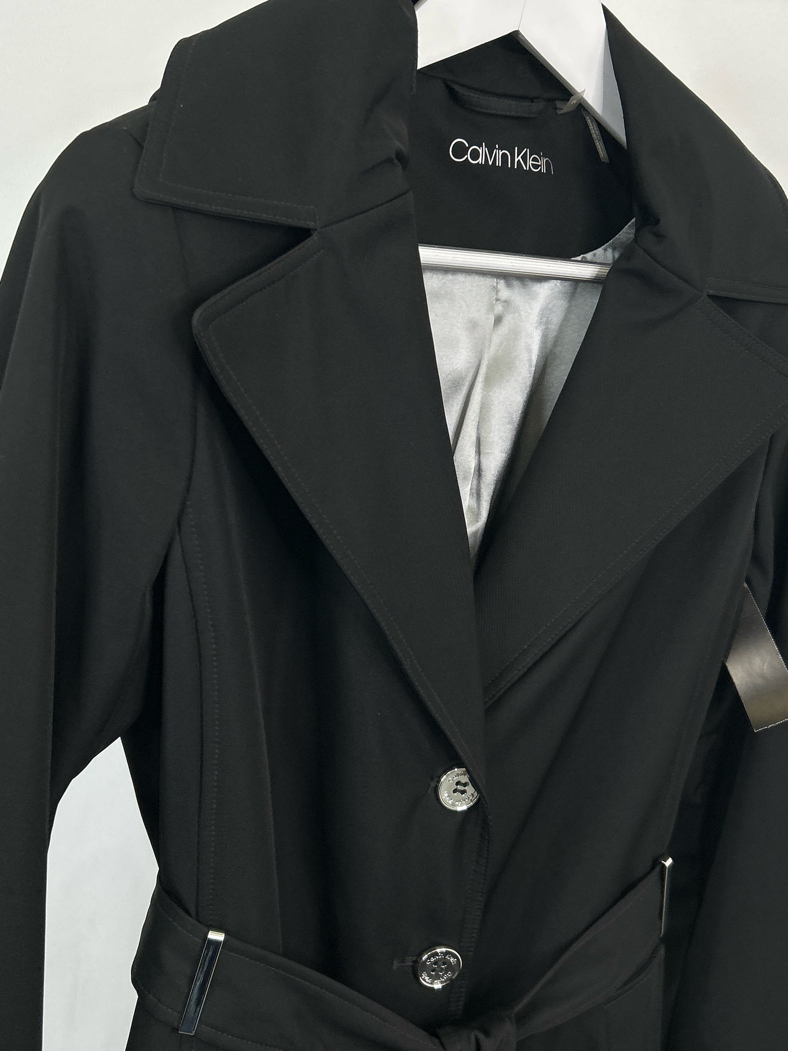 CALVIN KLEIN Size M Black Women Trench Coat