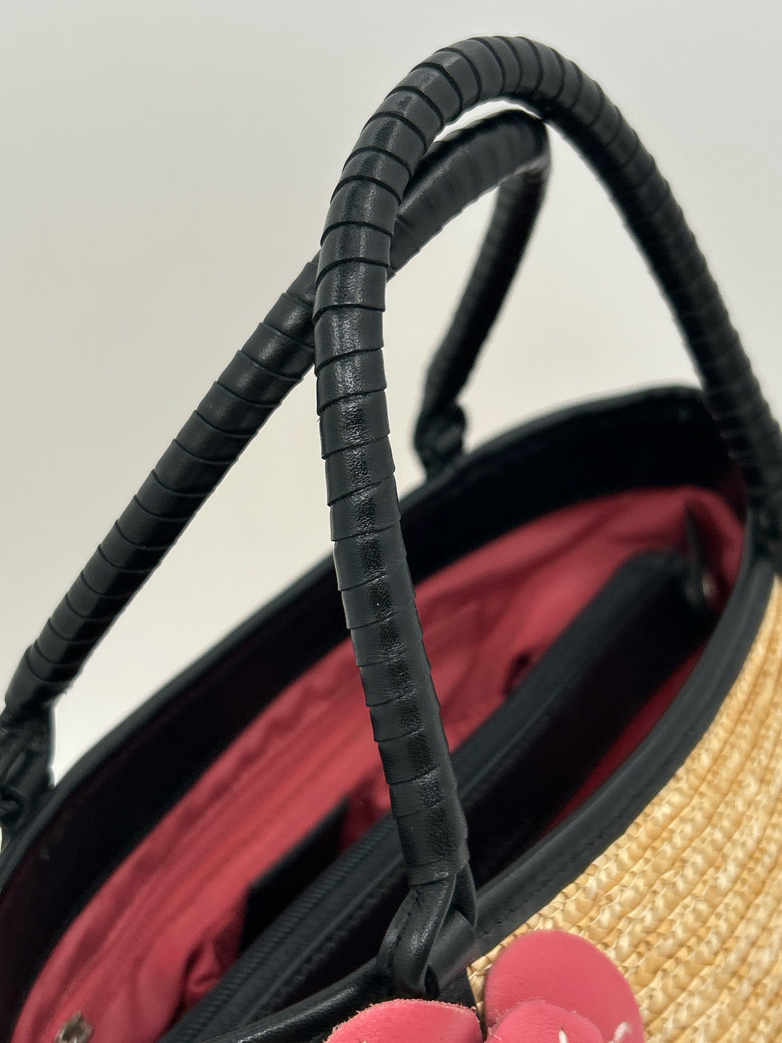 COLE HAAN Straw and Black Women Tote