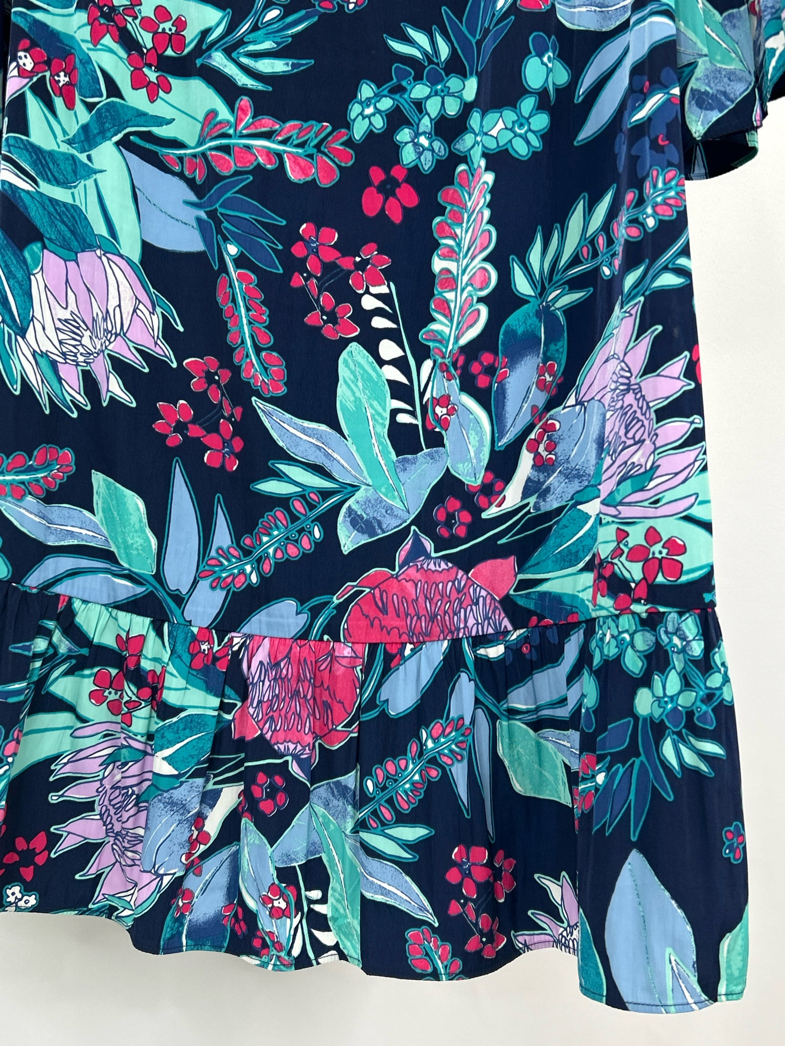 CHICO'S Size 12 Navy Print Women Dress