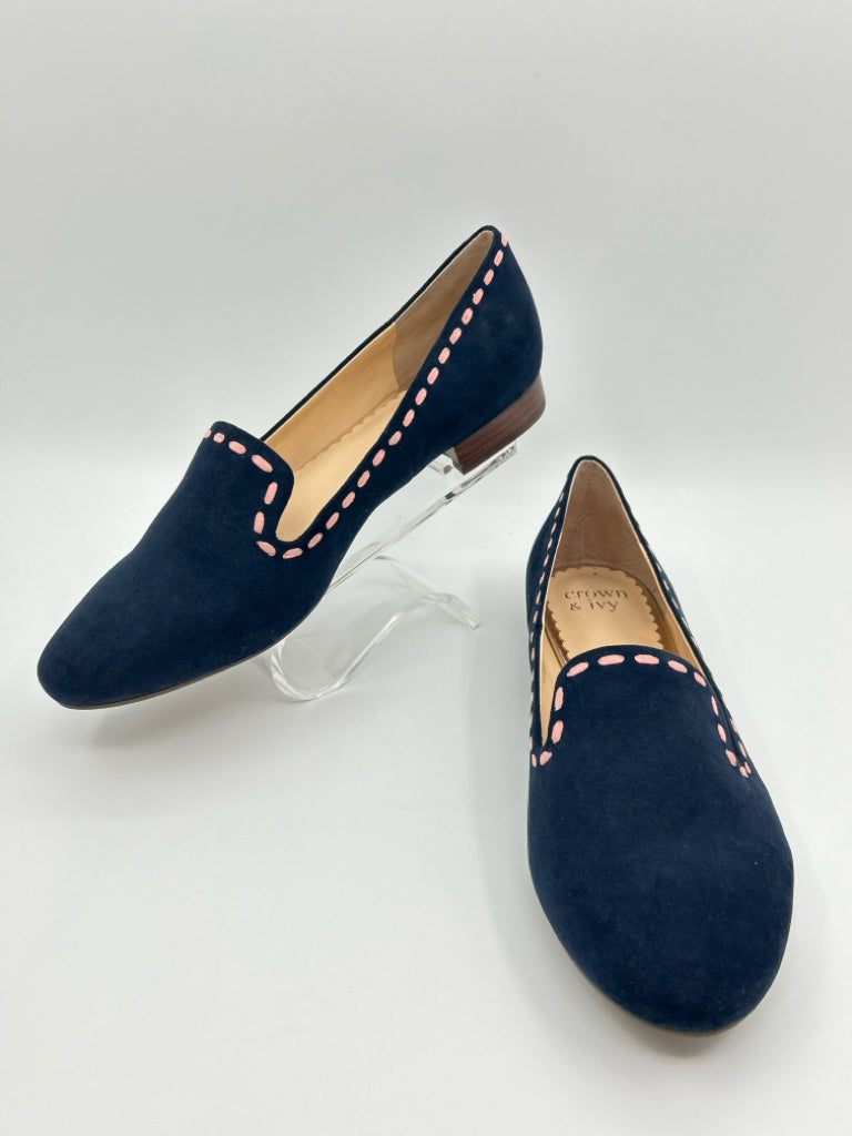 CROWN & IVY Size 10M Navy Colette Flats NWOB