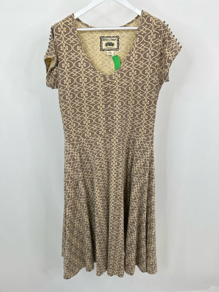 EFFIE'S HEART Size XL Taupe Print Dress