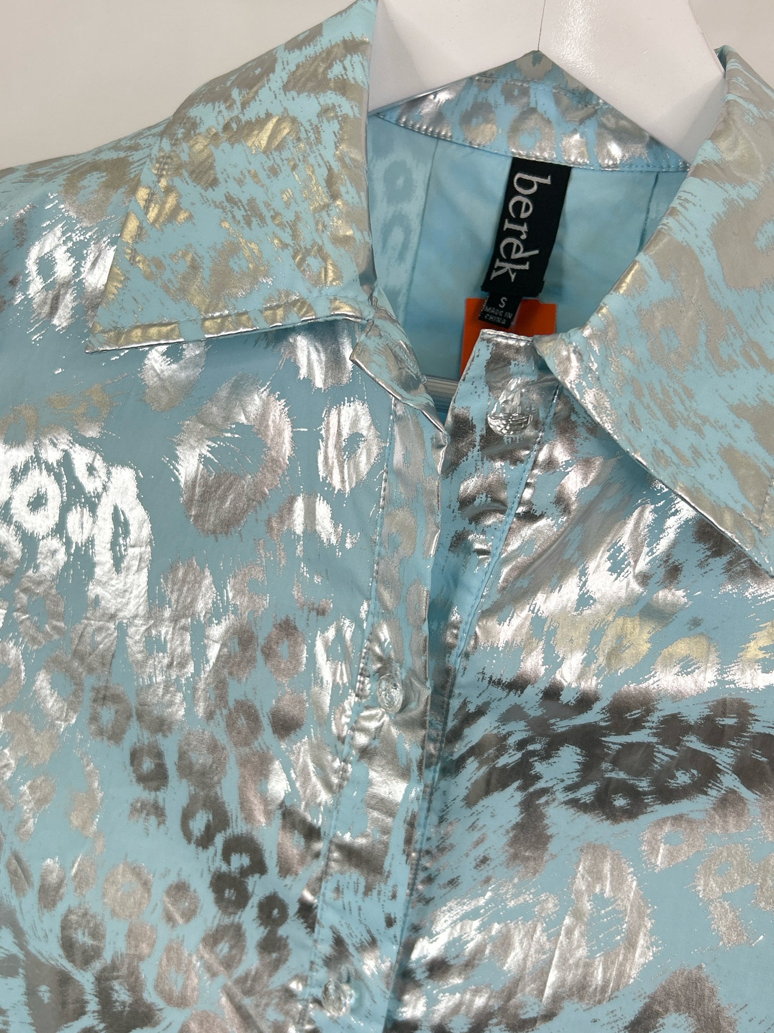 BEREK Size S Blue and Silver Women Shirt Jacket