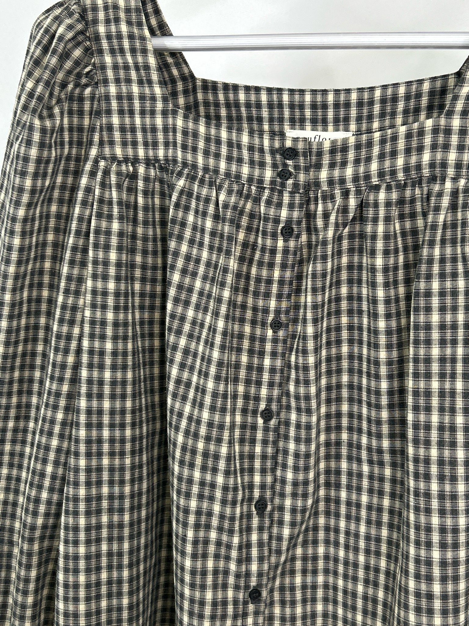 NEUFLORA Size L Green Plaid Women Blouse