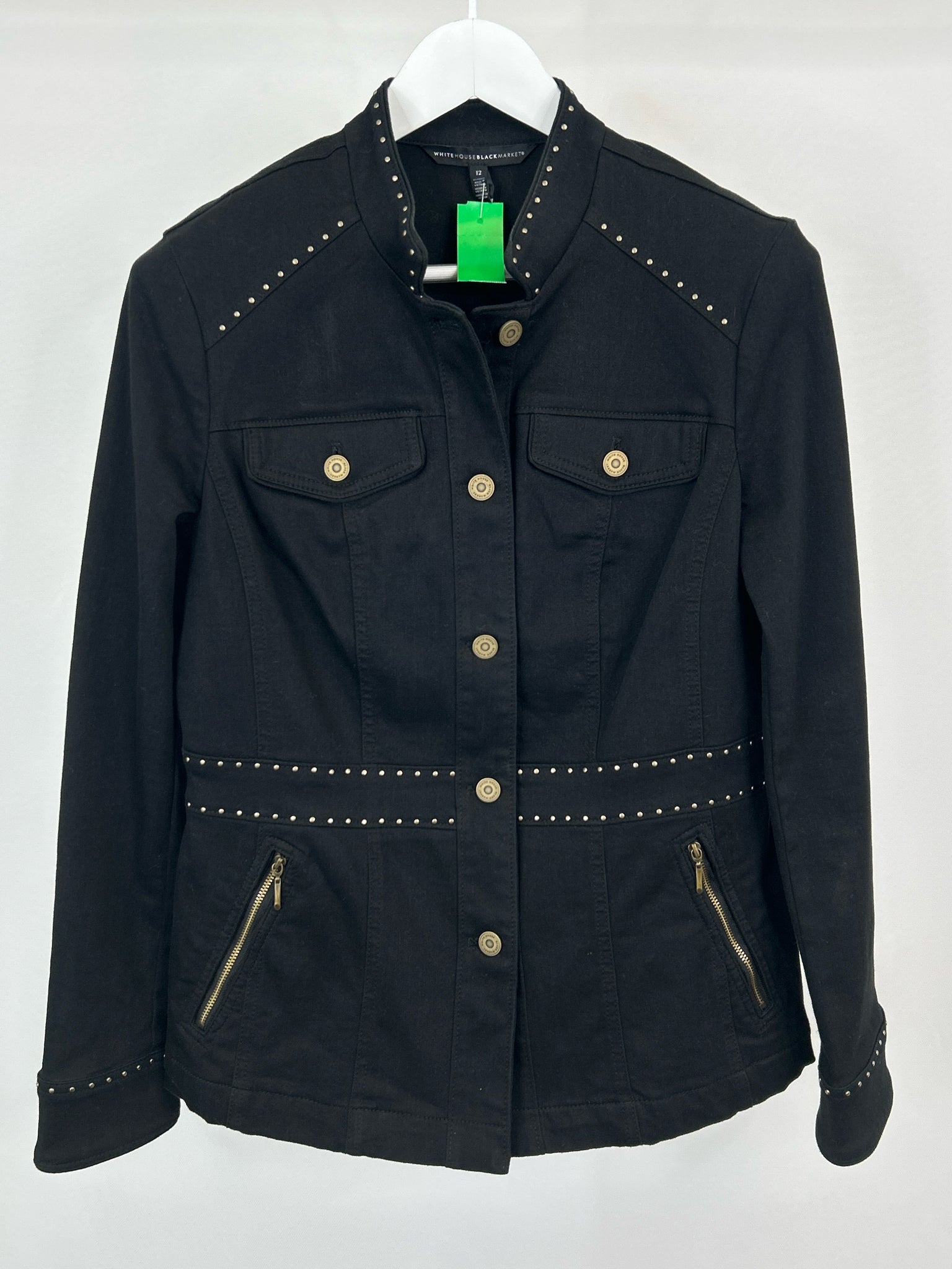 White House Black Market Size 12 BLACK DENIM Women Jacket