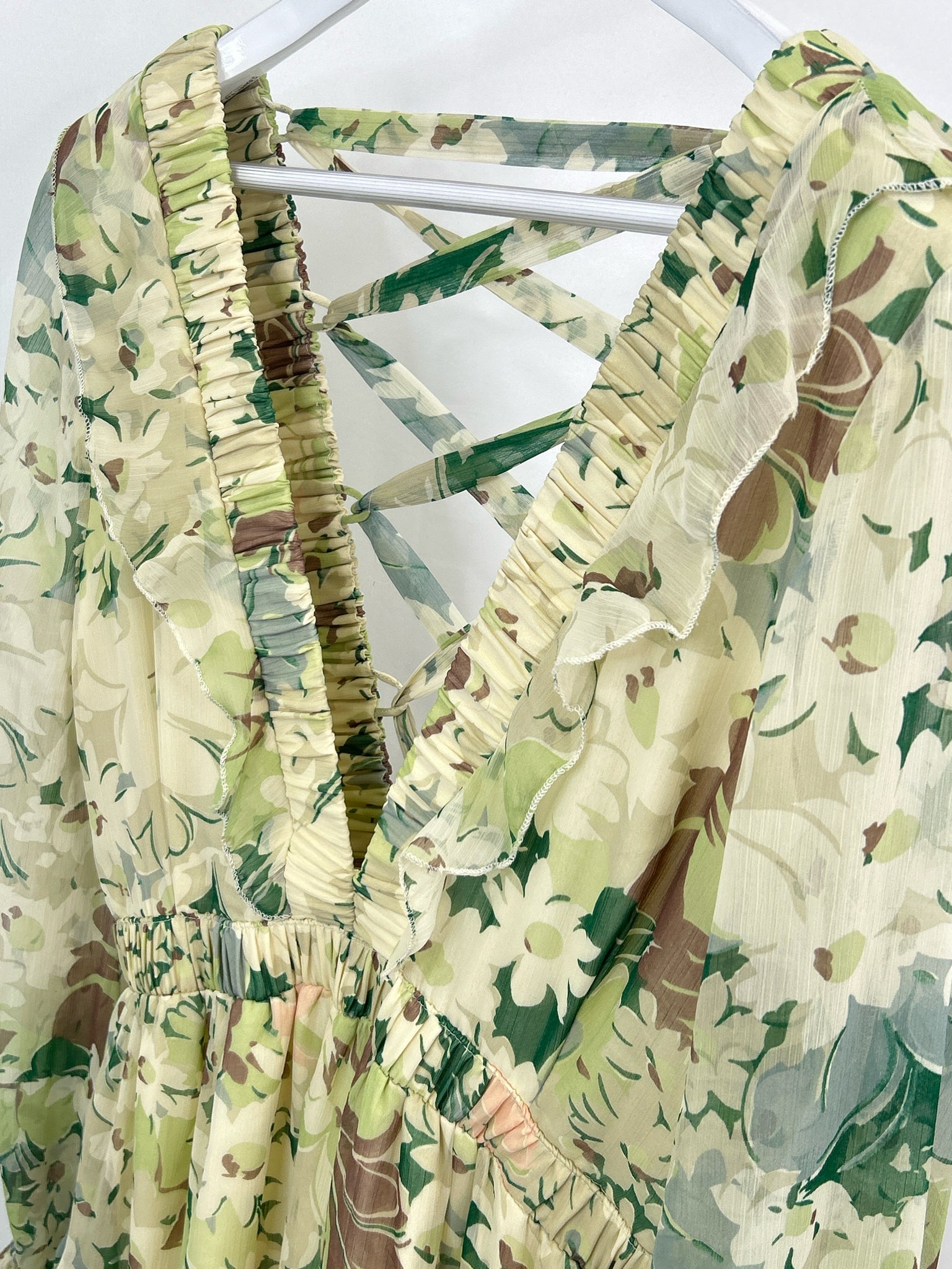ASOS Size 12 Green Floral Women Dress