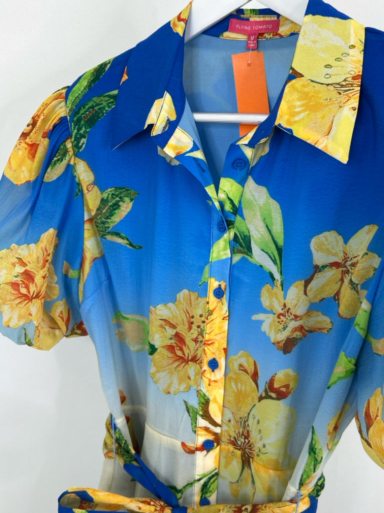 JEALOUS TOMATO Size M BLUE AND YELLOW Women's Dress