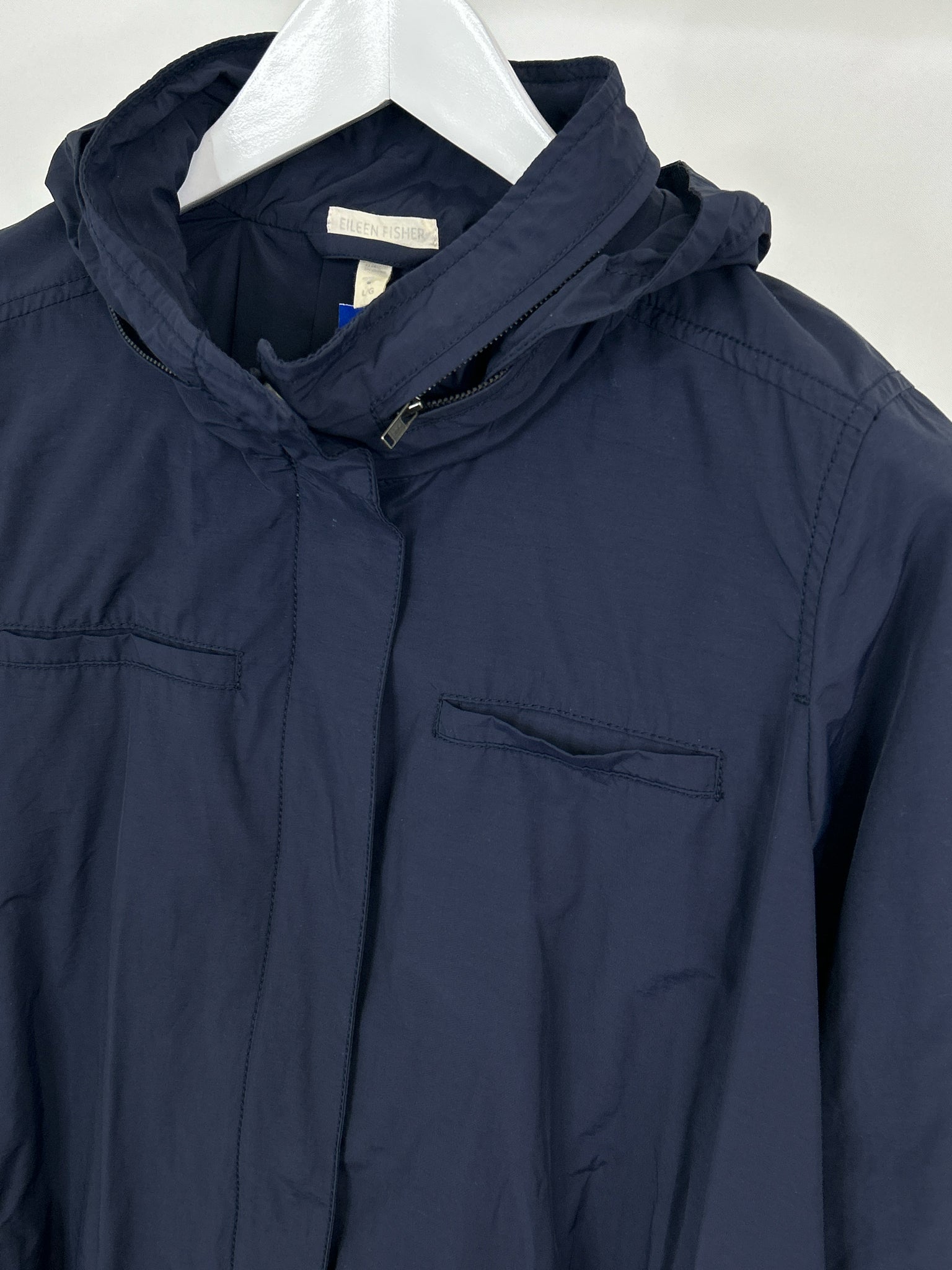 EILEEN FISHER Size L Navy Women Raincoat