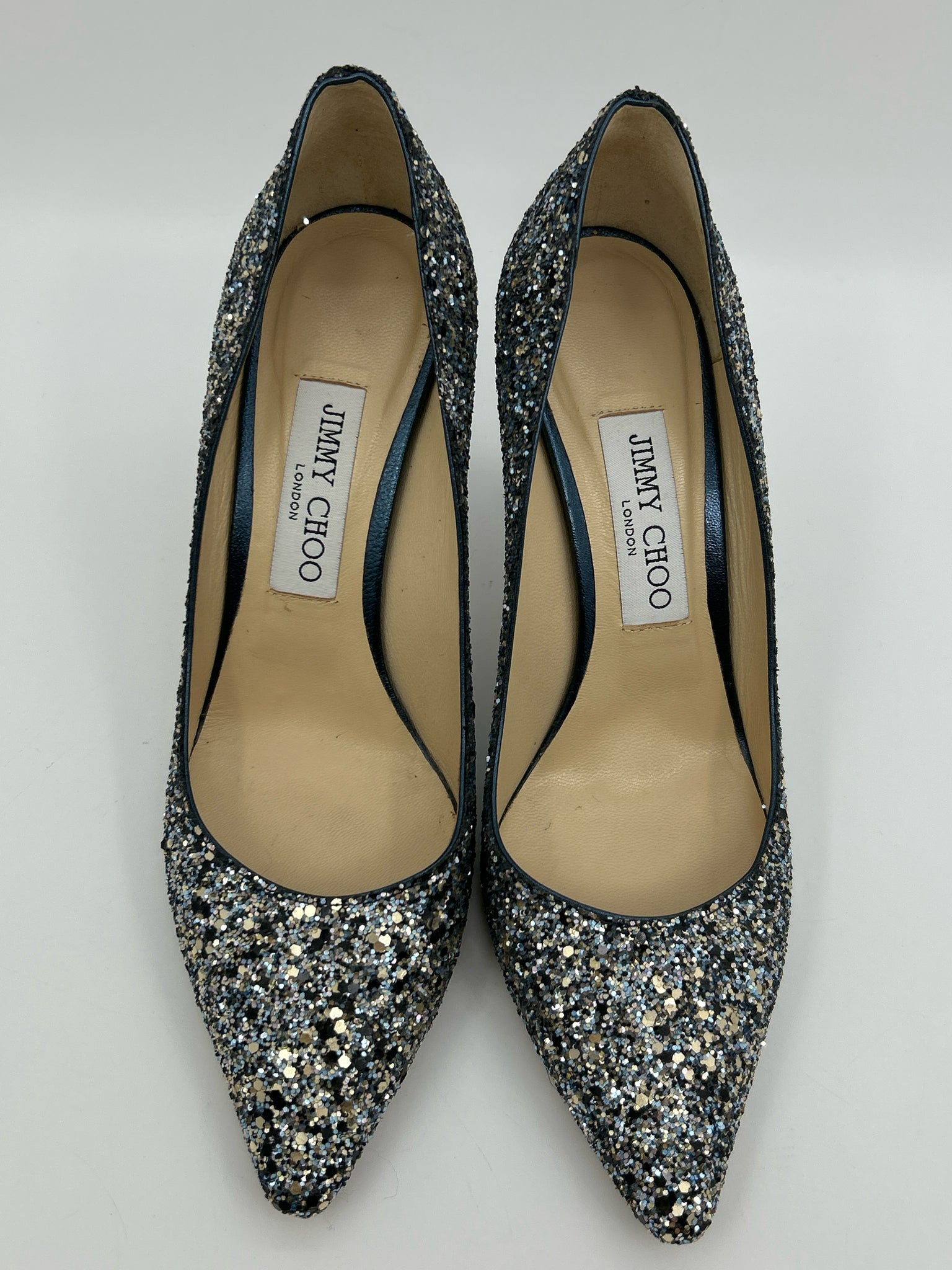 JIMMY CHOO EU Size 38 Blue and Silver Women Pumps