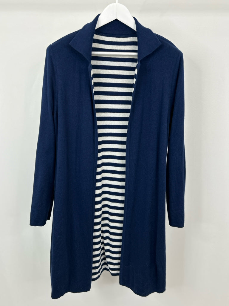 CHICO'S Size 2 / US Size 12 Navy and White Cardigan NWT