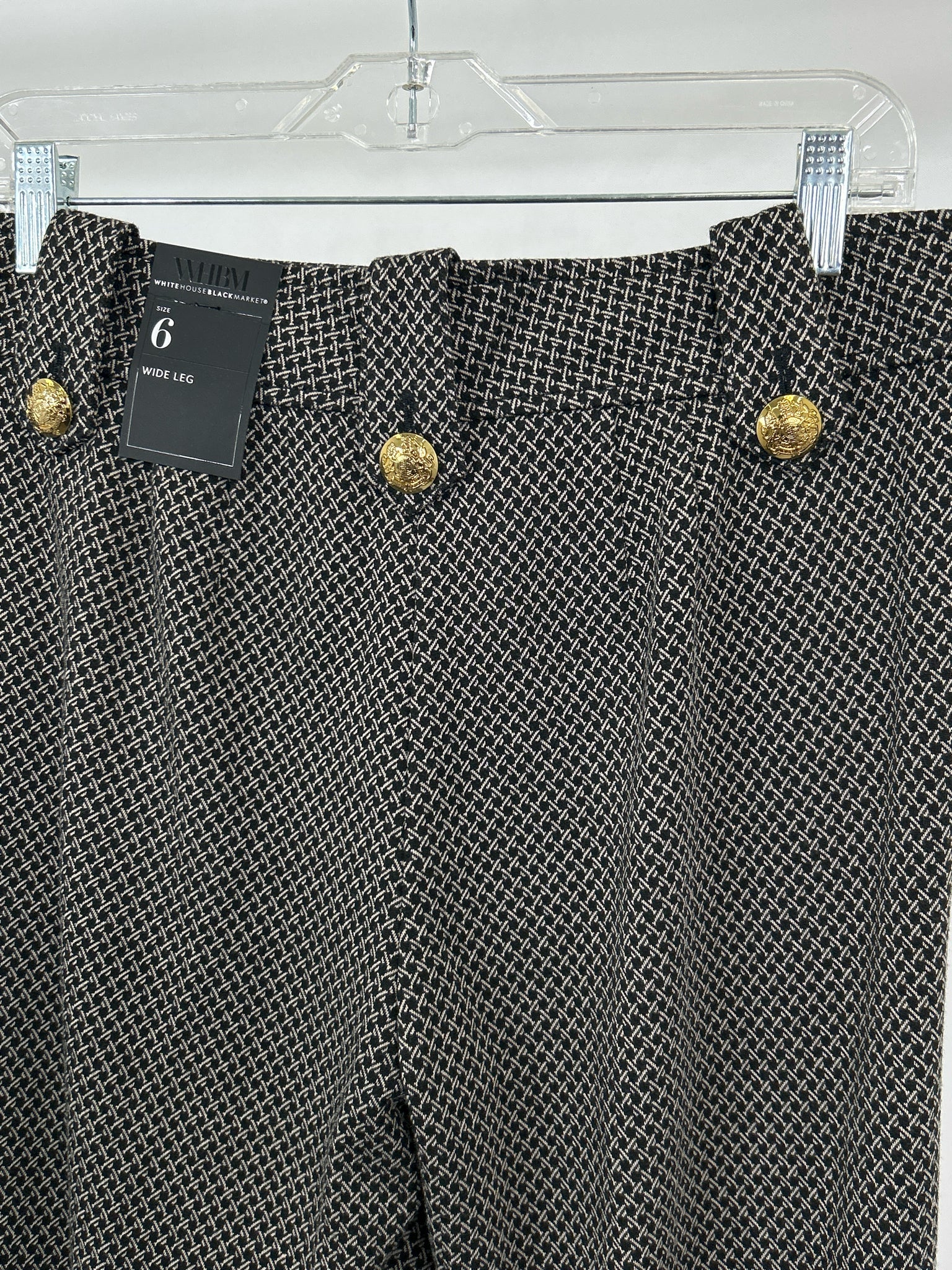 White House Black Market Size 6 Black Print Women Pants NWT