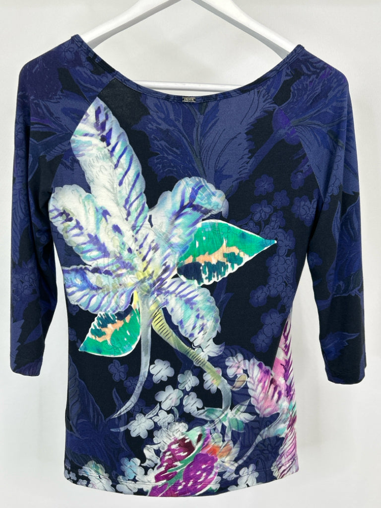 ST JOHN Size S BLACK AND BLUE Women's Top