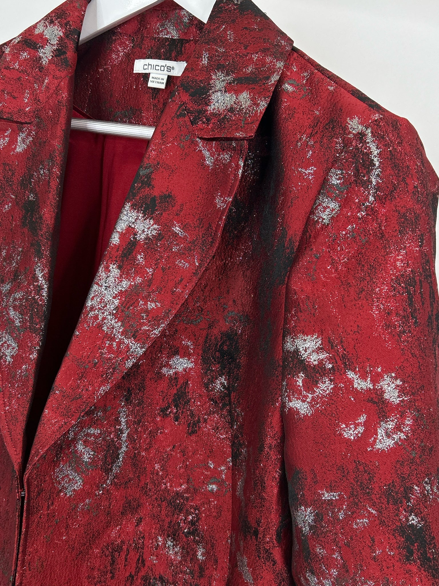 CHICO'S Size 12 Red and Black Women Jacket