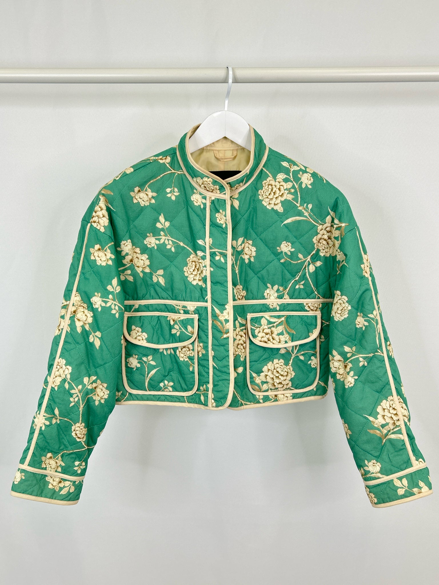 7 FOR ALL MANKIND Size S GREEN AND CREAM Women Jacket