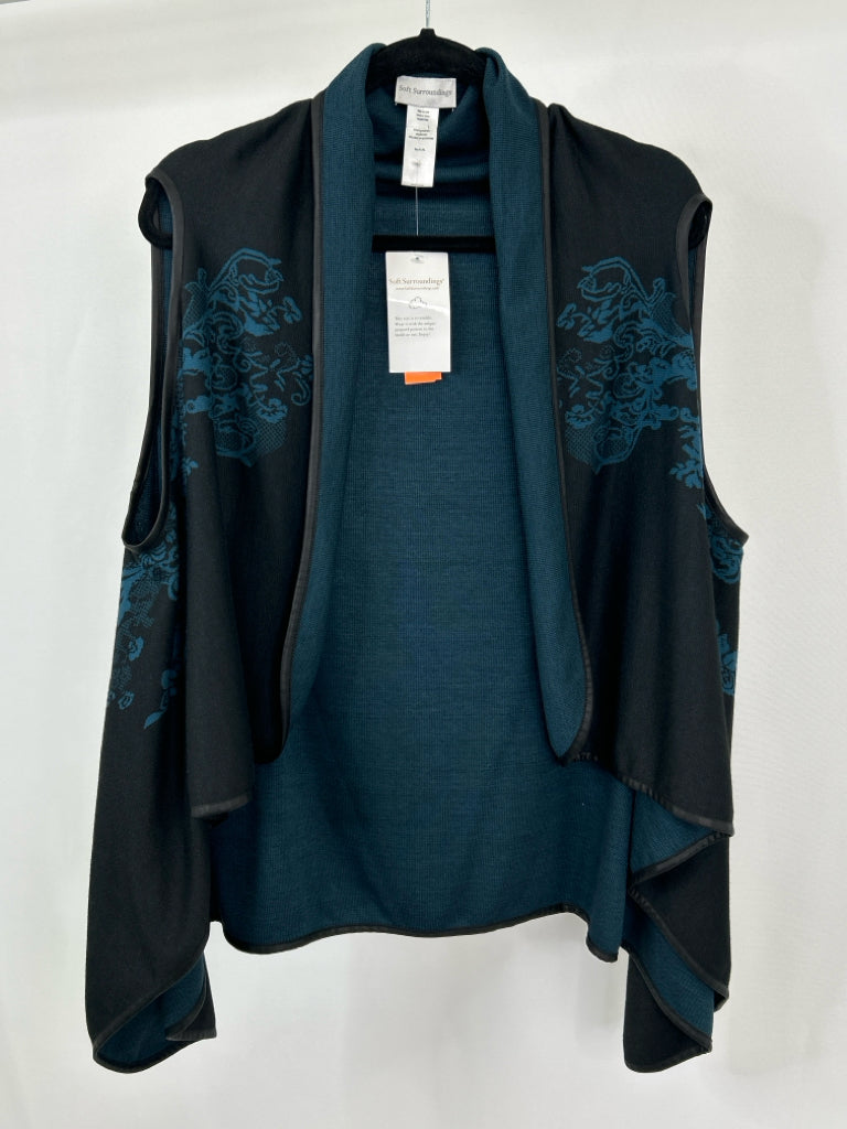 SOFT SURROUNDINGS Women Size PL/XL Black and Teal Cardigan