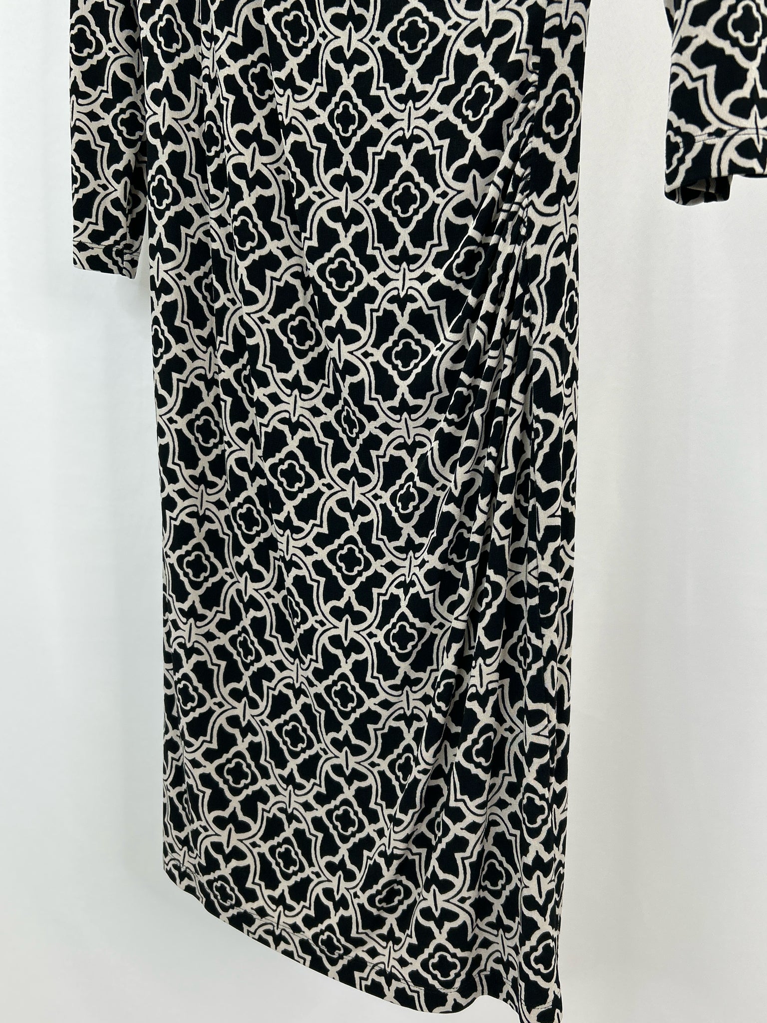 CHICO'S Size 8 Black Print Women Dress