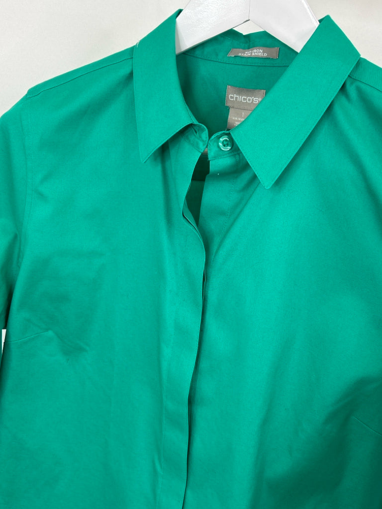 CHICO'S Size 8/10 Green Shirt