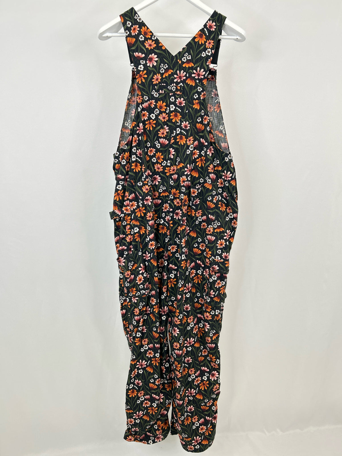 DULUTH TRADING COMPANY Size L Black Floral Women Overall